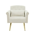 thumbnail image 4 of Smilegend Off White Velvet Armchair with Metal Legs Contemporary Design Tufted Back Foam Seat Comfortable Furniture for Small Spaces Assembly Required, 4 of 8