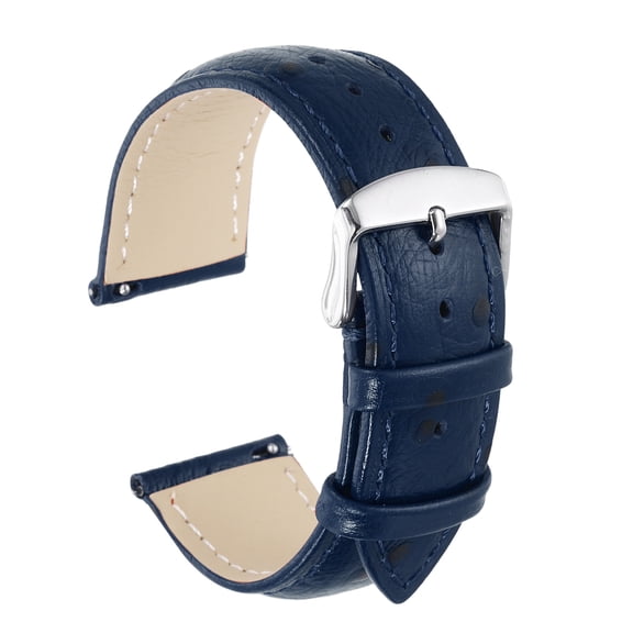 Uxcell Watch Band 22mm Width Vintage Top Grain Leather Quick Release Watch Strap Wristband Replacement Bands with Buckle Pin for Men Women Gifts, Silver-Blue