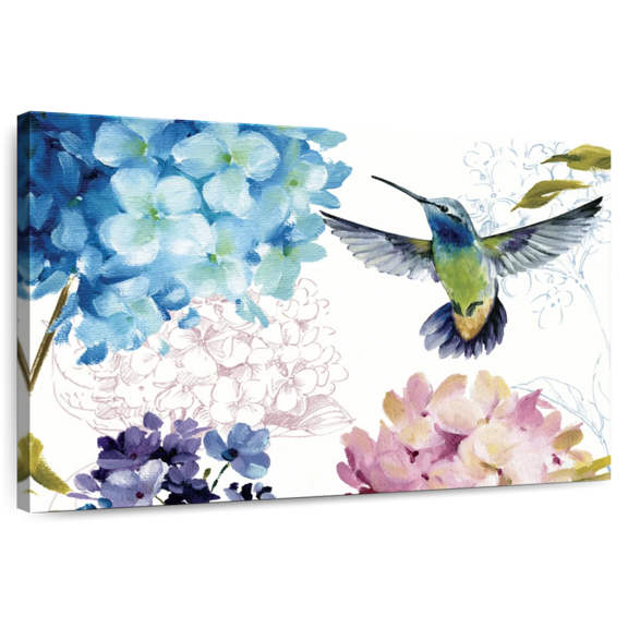 Elephant Stock Spring Nectar Wall Art - Horizontal Canvas Wall Art - Living Room Wall Decor - Animal Canvas - Blue And Green Decor By Lisa Audit - 12" x 8"