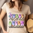thumbnail image 4 of Nurse Queen T-Shirt | Cute Pastel Graphic Tee with Nurse Cap and Quote, White, Size M, 4 of 6