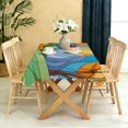 thumbnail image 5 of Rectangular Tablecloth 60x84 Inch – Waterproof Polyester Printed Table Cover, Wrinkle Resistant, Washable for Kitchen & Dining, Floral Flowers Print, 5 of 6