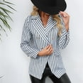 thumbnail image 5 of XFLWAM Womens Casual Blazer Jacket Striped Plaid Long Sleeve Coat Suit Open Front Work Office Blazer Lapel Double Breasted Jacket Gray L, 5 of 6