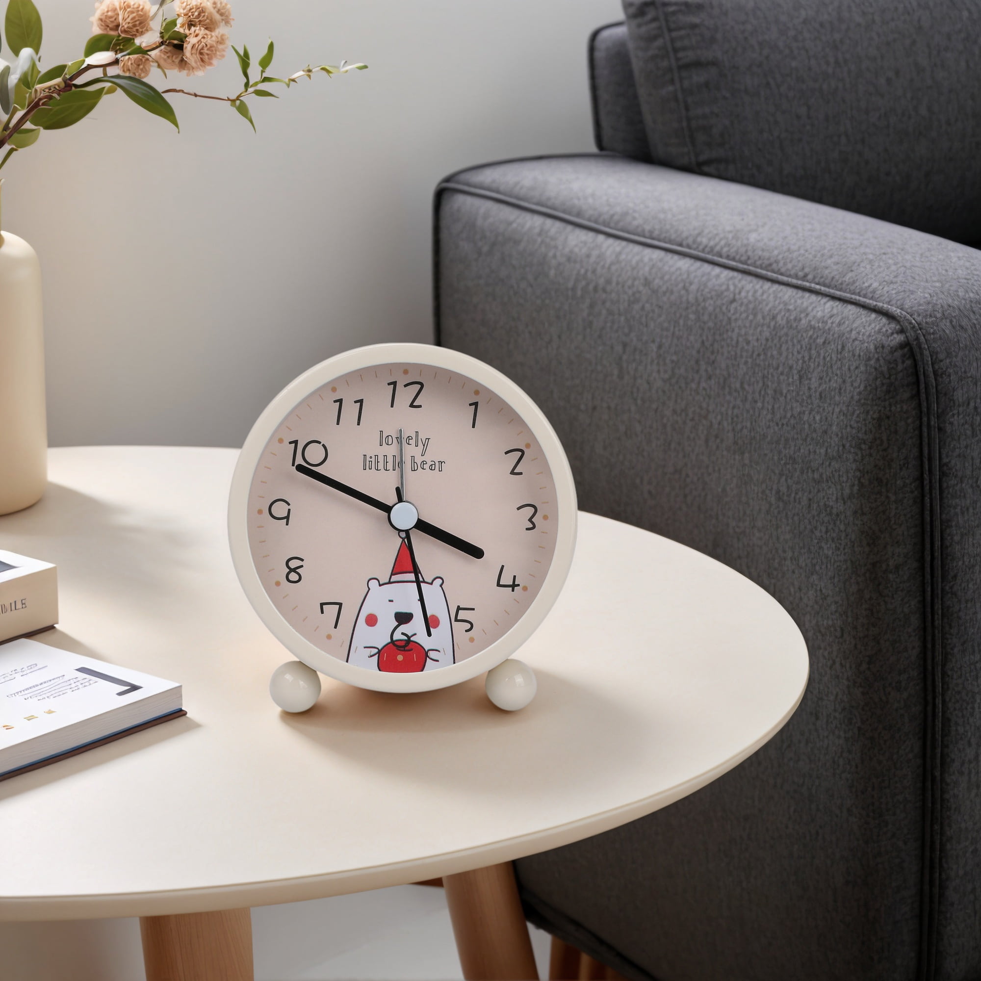 Unique Bargains Lovely Animal Patterns Alarm Clock White 3.1"L x 1.9"W x 3.3"H