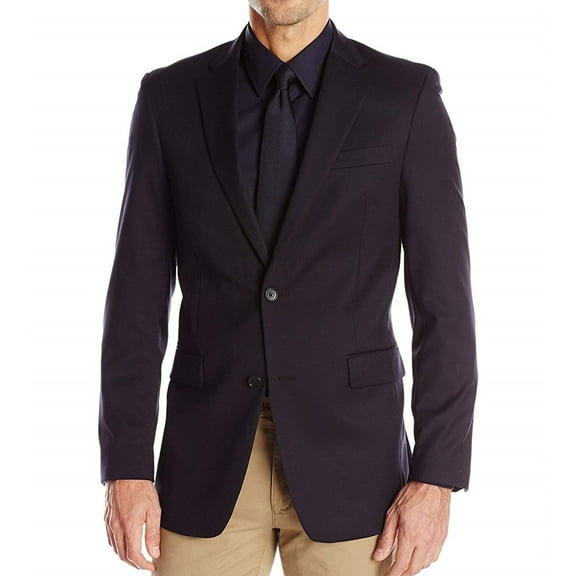 Tommy Hilfiger Mens Trim Fit Two Button Blazer Jacket, Blue, 40 Long