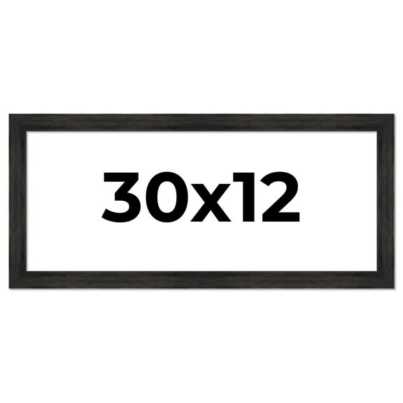 30x12 Frame Black Rustic Barnwood Solid Wood Picture Frame | 1.5 Inch Moulding Width | Includes UV