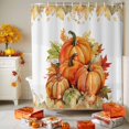 thumbnail image 3 of Fall Orange Pumpkin Watercolor Maple Leaf Shower Curtain for Bathroom, Happy Thanksgiving1 Waterproof Shower Curtains Washable Quick Dry with Hooks Bathtub Curtains 72x72 IN, 3 of 6
