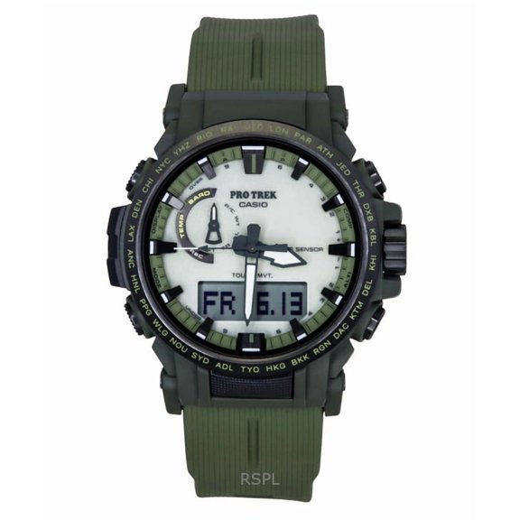 Casio Pro Trek Analog Digital Bio-Based Resin Strap White Dial Solar PRW-61LD-3 100M Men's Watch