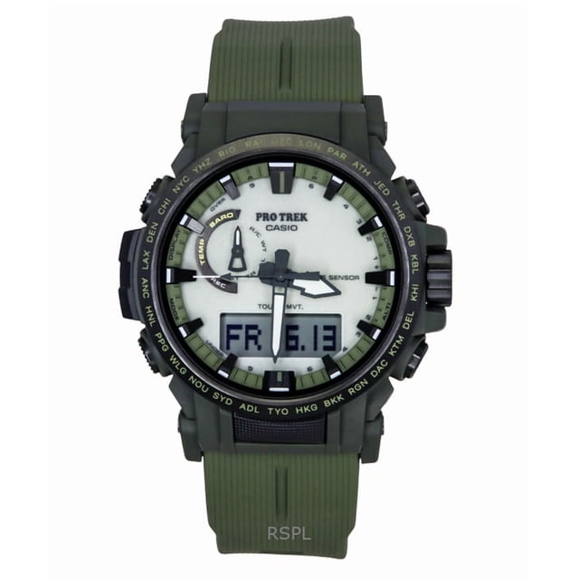 Casio Pro Trek Analog Digital Bio-Based Resin Strap White Dial Solar PRW-61LD-3 100M Men's Watch