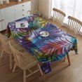 thumbnail image 2 of Colorful Tropical Leaf Pattern Rectangle Tablecloth 60"x84",Waterproof Polyester Rectangle Table Cloth, Wipeable Spillproof Polyester Tablecloth for Dining, Camping, Indoor and Outdoor, 2 of 5