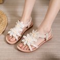 thumbnail image 5 of Women's Floral Sandals Open Toe Casual Summer Flats with Ankle Strap Low Heel Rubber Sole Dressy Beach Shoes, 5 of 5