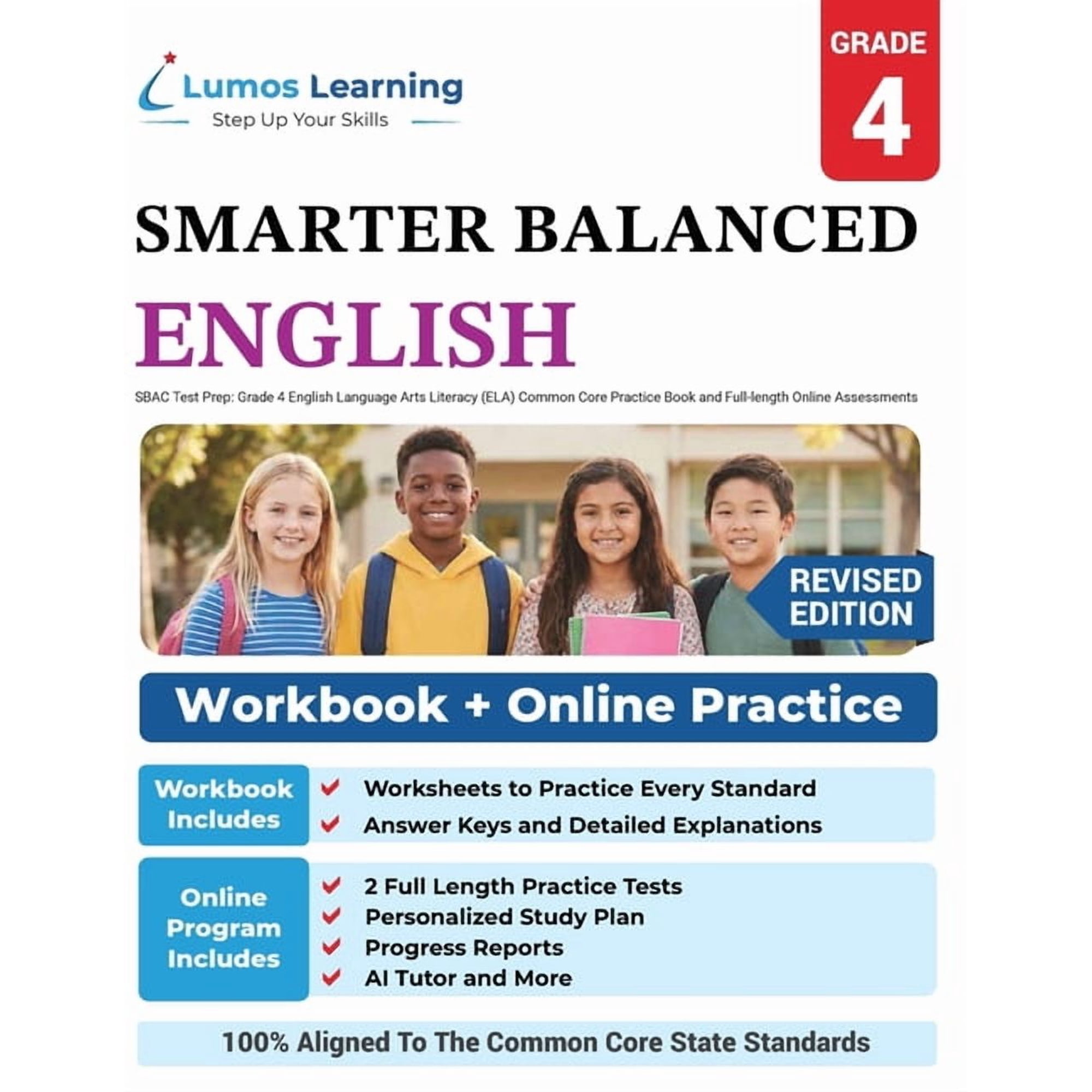 Sbac Test Prep: Grade 4 English Language Arts Literacy (Ela) Common Core Practice Book and Full-Length Online Assessments: Smarter Bal