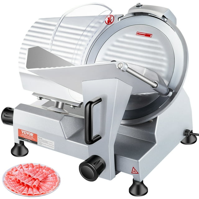 VEVOR Commercial Meat Slicer, 240W Electric Deli Food Slicer, 10 inch Carbon Steel Blade Electric Food Slicer, 350-400RPM Meat Slicer, 0 - 0.47 inch