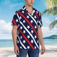 thumbnail image 5 of Xecao Patriotic Star print Hawaiian shirt - a stylish short-sleeve button-down for men, perfect for casual beach and tropical outings., 5 of 9