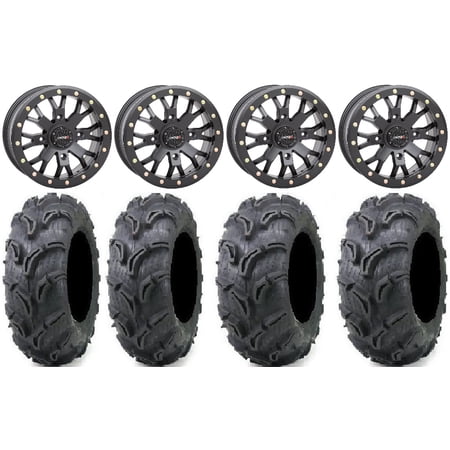 System 3 SB-4 Black (4+3) 14 Wheels 27 Zilla Tires Can-Am Maverick X3 / Honda Pioneer 1000 / Talon