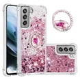thumbnail image 1 of Funda para Samsung Galaxy S21 FE 5G con Brillo Líquido Flotante, Purpurina, Parachoques y Anillo Giratorio Soporte, 1 of 5