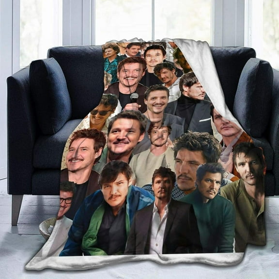 Pedro Pascal Photo Collage Soft and Comfortable Warm Fleece Blanket for Sofa,Office Bed car Camp Couch Cozy Plush Throw Blankets Beach Blankets