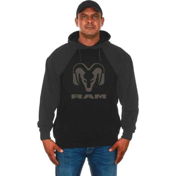 JH Design Men's Dodge Ram Black & Charcoal Pullover Hoodie Sweatshirt