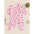 thumbnail image 5 of Elippeo Baby Girls Jumpsuit, Long Sleeve Crew Neck Flower/Pumpkin/Bow Print Zipper Closure Casual Romper Clothes 3 6 12 Months, 5 of 9