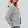 thumbnail image 3 of Women's Fashion Warm Shearling Zip Up Solid Jacket Gray L, 3 of 7
