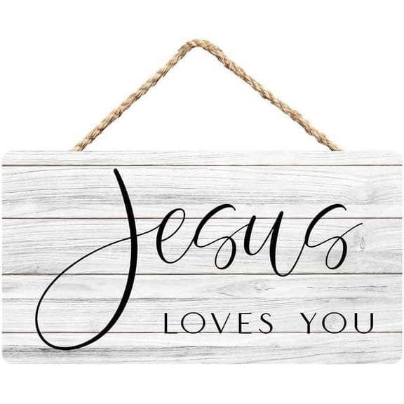 Rustic Wooden Sign Decor - Jesus Loves You 1 - Wood Plaque Home & Office Inspirational Gifts Hanging Wall Signs 6x12 IN