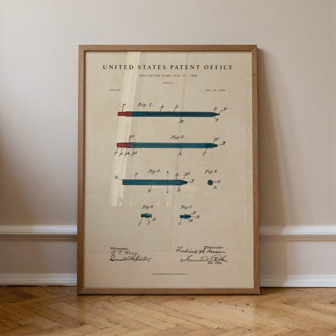 Pencil Patent Wall Art Print Office Decor Unframed Paper Print