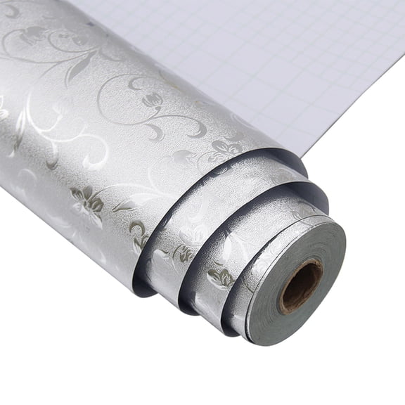 Kitchen Wallpaper Stainless Steel Contact Paper Self Adhesive Aluminum Foil Heat Resistant Peel And Stick Backsplash Silver Contact Paper Kitchen Oil Proof Sticker Stove Wall Protector