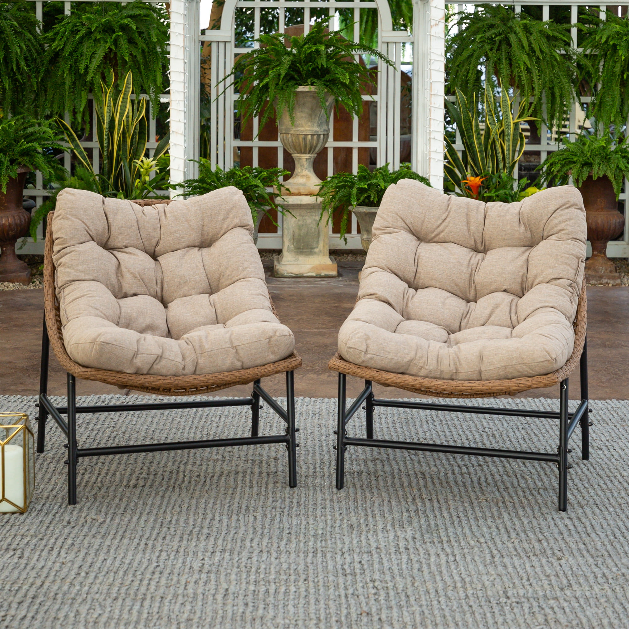 Manor Park Outdoor Patio Papasan Chairs, Set of 2