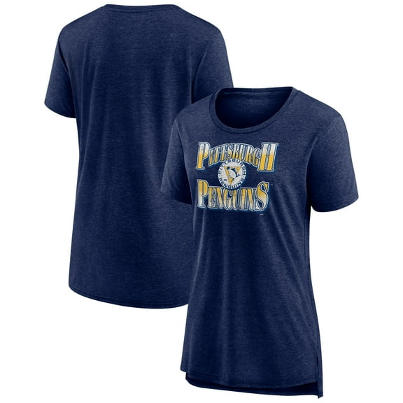 Women's Navy Pittsburgh Penguins Crash the Net Tri-Blend T-Shirt