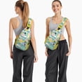 thumbnail image 4 of Boho Ocean Scenery Sling Backpack for Hiking and Travel, Abstract Geometric Print Crossbody Bag with Rainbow Watercolor Gradient and Starry Night Pattern, 4 of 6