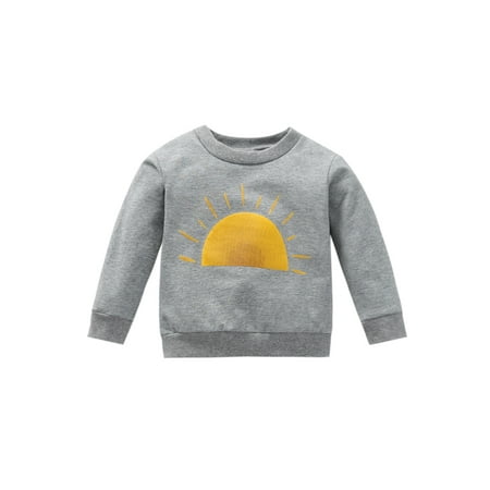 

Bagilaanoe Toddler Baby Girls Boy Casual Sweatshirt Long Sleeve Sun Print Pullover 6M 12M 18M 24M 3T Kids Loose Tee Tops