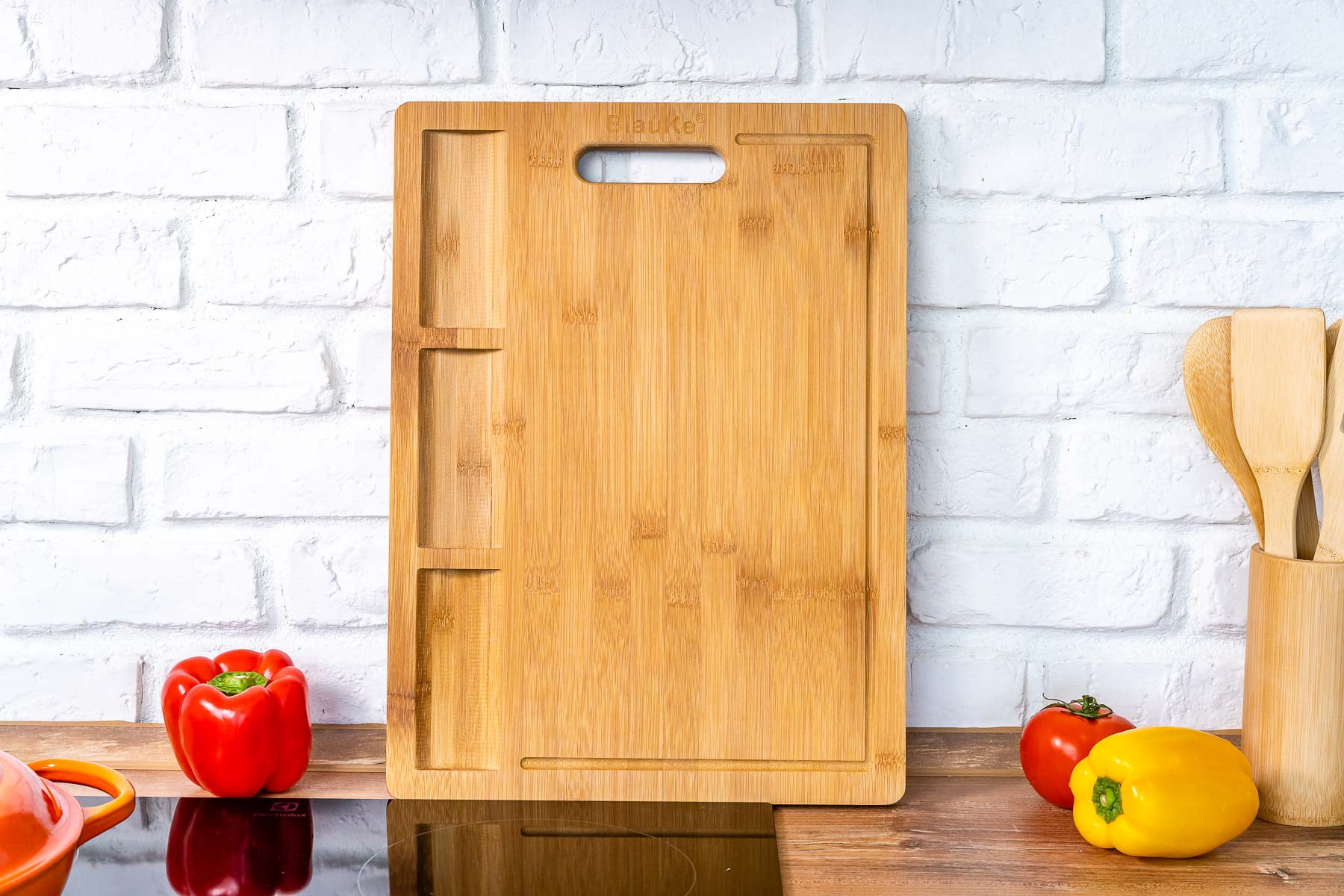 BlauKe® Wood Cutting Board for Kitchen 17x12 inch – Extra Large Bamboo Cutting Board with Juice Groove, Butcher Block, Wooden Chopping Board, Serving Tray