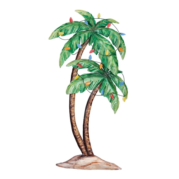 Palm Tree Capiz Wall Art 9.75 x 1.5 x 19.25 Inches.