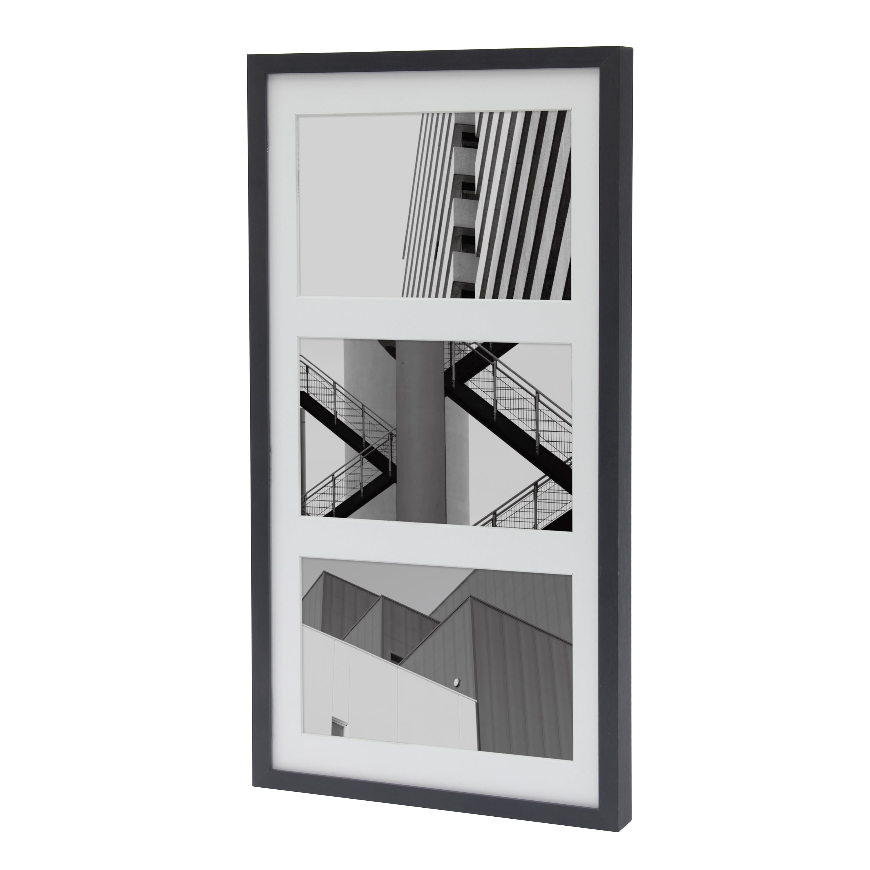 Better Homes & Gardens 7x14 Matted to 4x6 3-Openings Metal Gallery Wall Picture Frame, Black