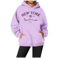thumbnail image 2 of WEAIXIMIUNG Sweat-Shirt Habillé pour Femmes Décontracté Col Rond avec Poche Imprimé Lettres Anglaises, 2 of 3