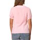 thumbnail image 3 of Blusa de manga corta con cuello Peter Pan en contraste para mujeres Inspire Chic, top de cuadros, talla XS, color rosa, 3 of 6