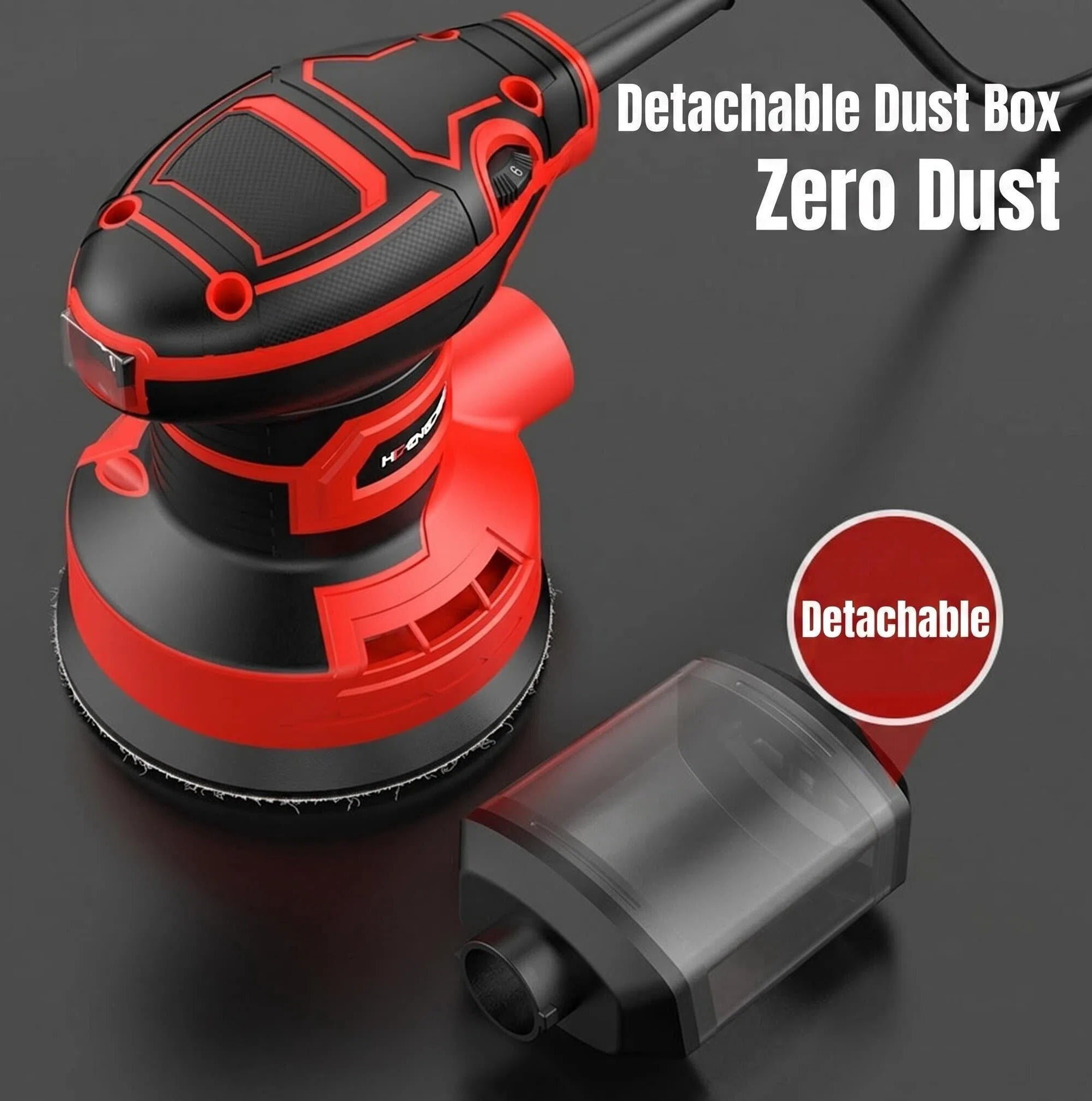 STORGENER 5" Random Orbital Sander with Vacuum Dust Collector, 6 Various Speeds, 16Pcs Sandpapers for Woodworking & Sanding