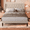 Beige, variant on Lofka Queen Size Bed Frame with Upholstered Wingback Headboard Beige Finish