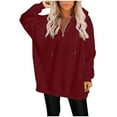 thumbnail image 2 of Kayannuo Zip Up Hoodies for Women Plus Size Fall Sweatshirts for Women Women's Long Sleeved Solid Color Loose Zippered V-neck Hoodie, 2 of 6