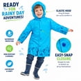 thumbnail image 2 of Puddle Play Kids Waterproof Rain Slicker Jacket with Hood – PVC Raincoat, Snap Closure, Lightweight – Blue – Size 2–3 Years, 2 of 5