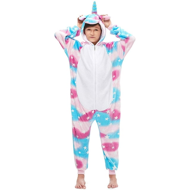 Combinaisons de Nuit pour Enfants à Capuche en Flanelle - Pyjama une Pièce pour Garçons et Filles, Vêtement de Nuit, Robe de Chambre pour Enfant, 4-8 Ans