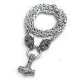 thumbnail image 1 of Collares de acero inoxidable con cabeza de lobo para hombre, colgante de martillo nórdico Mjolnir, cadena de rey escandinavo, joyería vikinga, 70 cm, acero, 1 of 5