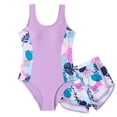 thumbnail image 2 of HAJWOH Girls One Piece Swimsuit with Shorts Sleeveless Stretchy Swimwear Sun Protection Padded Bathing Suit 5-14 Years, 2 of 4