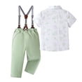 thumbnail image 5 of mgoYE Toddler Baby Boy Clothes Suit Gentleman Wedding Outfits 18 24 Month 3t 4t 5t, Formal Dress Shirt with Bowtie + Suspender Pants Size 12-18M, 5 of 9