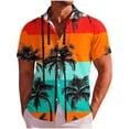 thumbnail image 2 of Hesxuno Men Beach Casual Button Down Shirts Palm Tree Printed Short Sleeve Shirt Big and Tall Summer Tops Funky Hawaiian Party Shirts Breathable Lightweight Resort Wear Shirts Red XL, 2 of 8