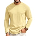 thumbnail image 2 of Garbnen S-4XL Long Sleeve Shirt Men Crew Neck Raglan T Shirts for Men Casual Basic Relaxed Fit Sports Fall Winter Men's Big and Tall Shirts Yellow M, 2 of 7