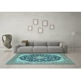 thumbnail image 3 of Ahgly Company Indoor Rectangle Medallion Light Blue Traditional Area Rugs, 7' x 9', 3 of 4