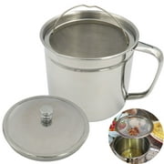 Evelots Grease Can for Kitchen with Strainer/Oil Strainer/5-Cup Stainless Bacon Grease Container with Easy-Grip Handle