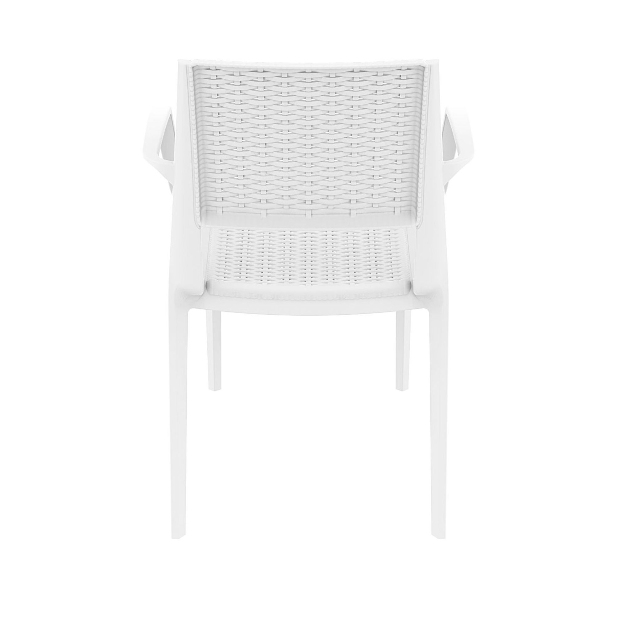 Luxury Commercial Living 32" White Outdoor Patio Wickerlook Dining Arm Chair - image 5 of 9