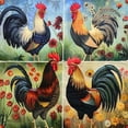thumbnail image 6 of Orinice Roosters Flowers Folk Art Round Table Cover Stain Resistant Washable Indoor Outdoor Tablecloth Kitchen Dining Wedding Parties 100% Polyester Fiber 42-46, 6 of 8