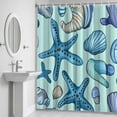 thumbnail image 6 of Ocean Creature Bathroom Shower Curtain, Conch Shell Blue Sea Starfish Cartoon Waterproof Washable Soft Bath Curtain for Bathtub Decor with 12 Hooks&Grommet, 36x78 Inch, 6 of 9